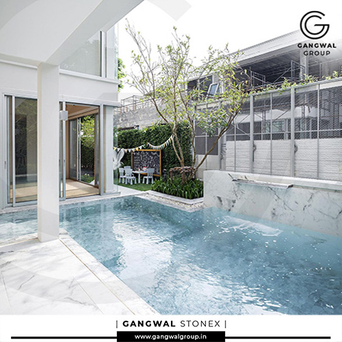 Statuario Marble in Pool Area