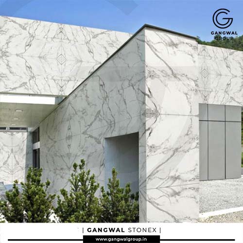 Statuario Marble On Exterior Walls
