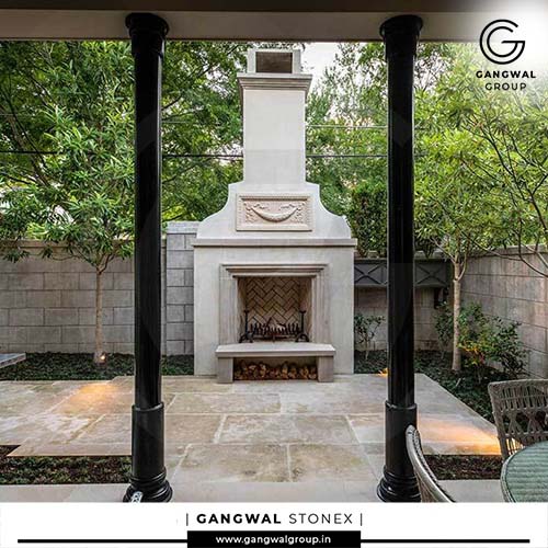 Statuario Marble On Outdoor Fireplaces